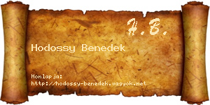 Hodossy Benedek névjegykártya